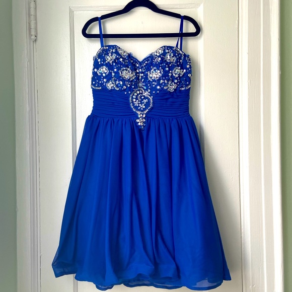 Blue strapless party dress - Picture 2 of 4
